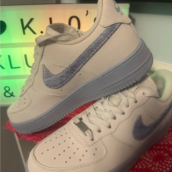 Nike Air Force 1 Hydrogen Blue w/Psychedelic Swooshes - Picture 2 of 6